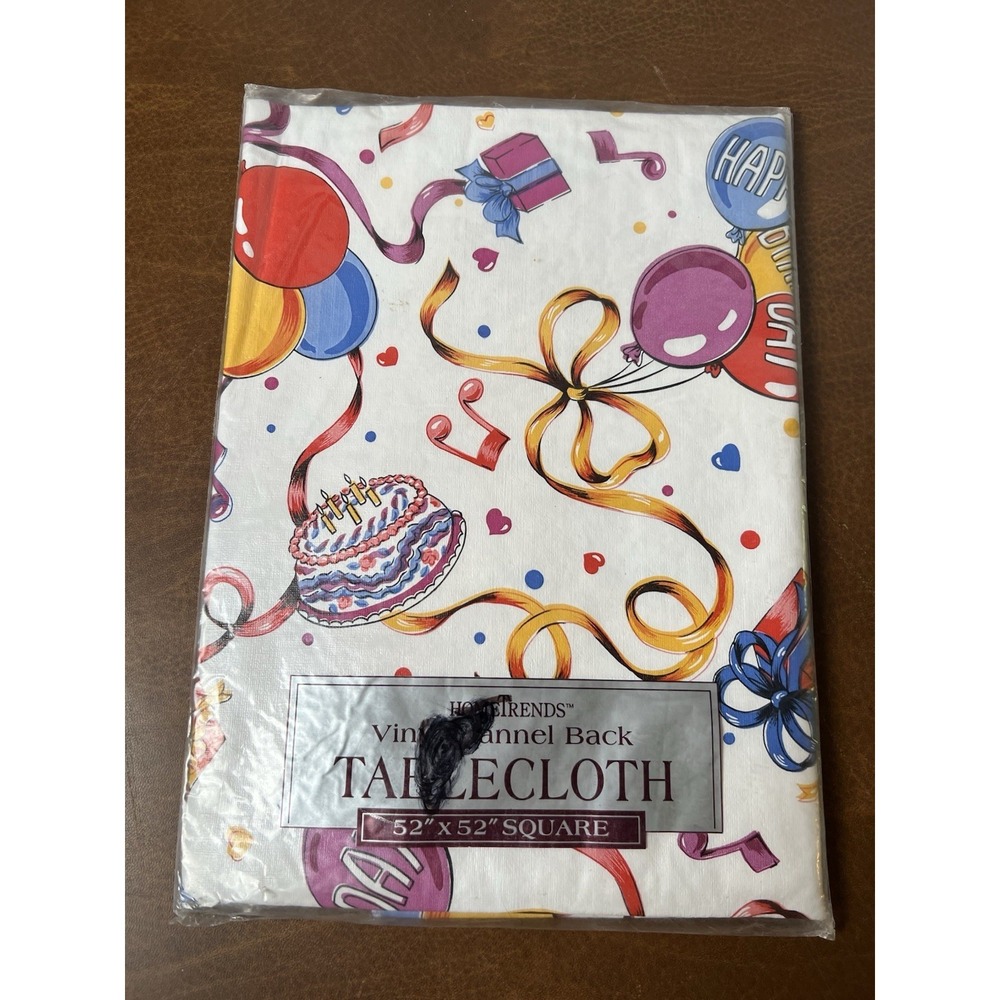 Vintage Flannel Back Tablecloth Birthday Party  52x52 Square